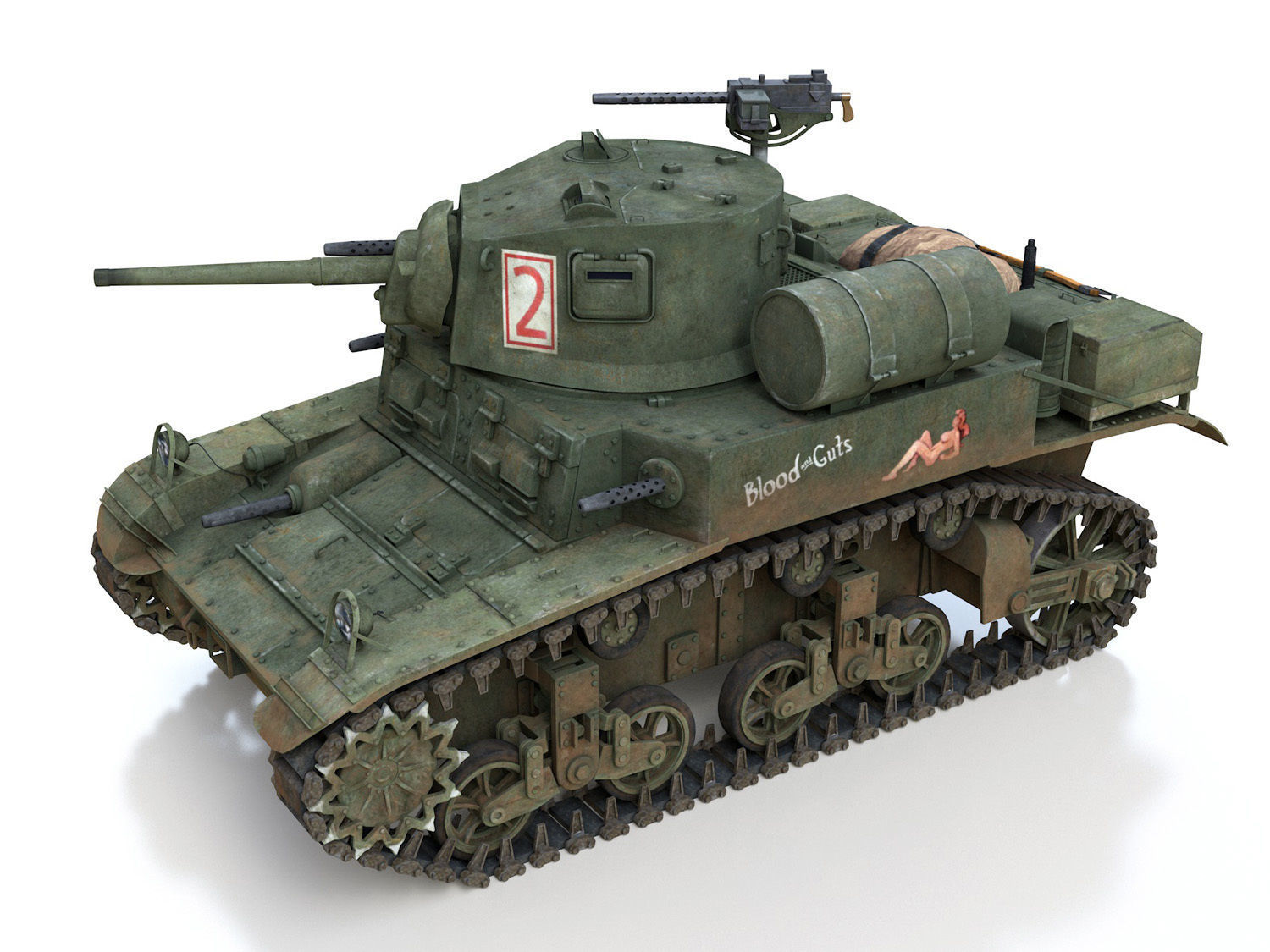 M3A1 Light Tank Stuart - Blood and Guts 3D model_2