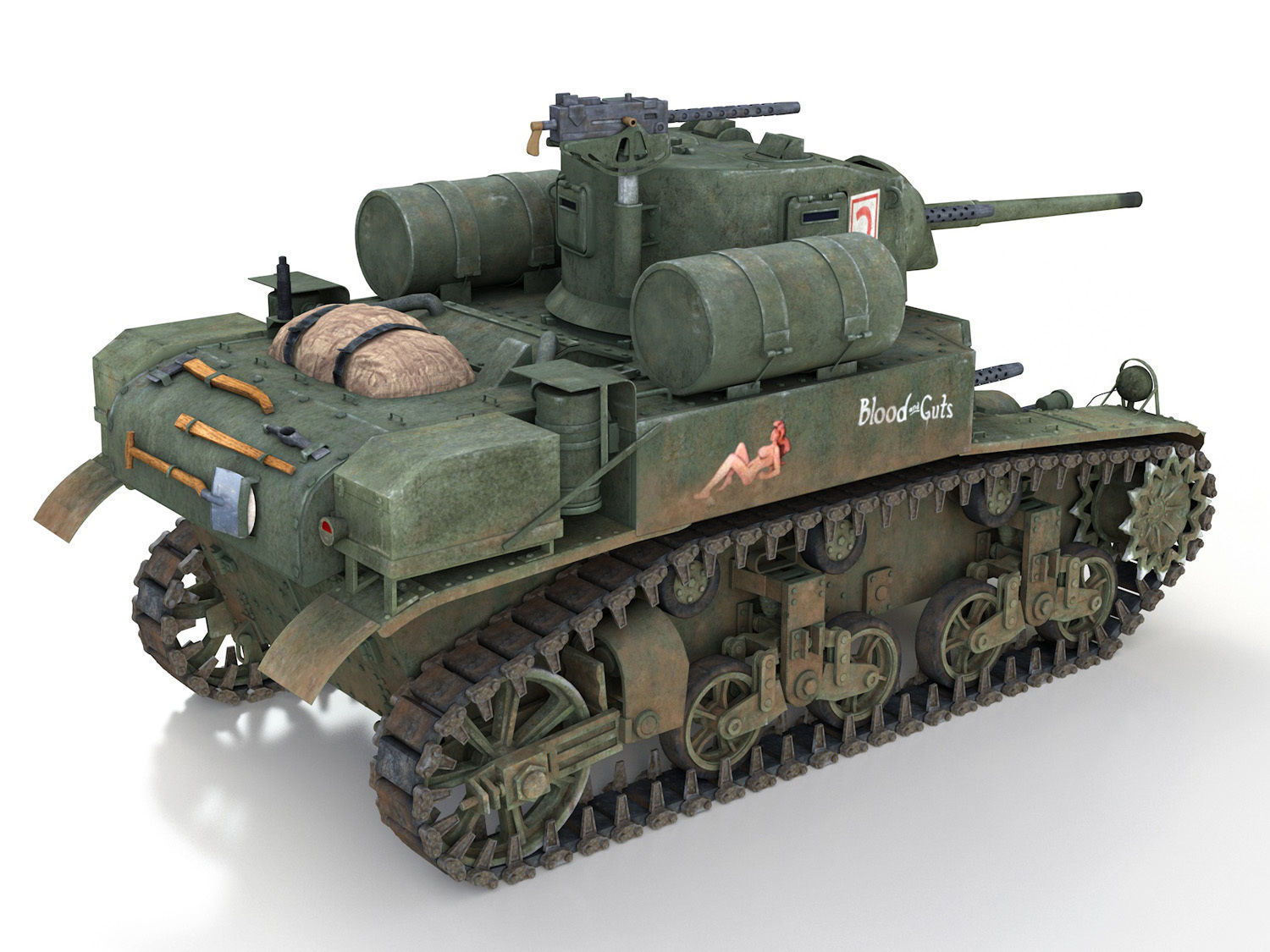 M3A1 Light Tank Stuart - Blood and Guts 3D model_4