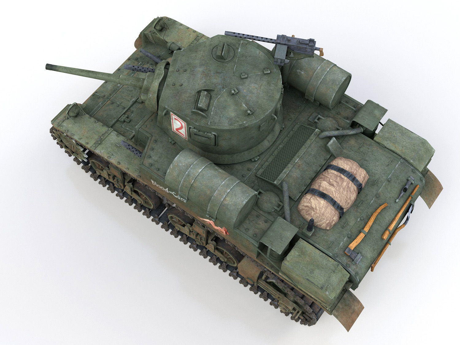 M3A1 Light Tank Stuart - Blood and Guts 3D model_7
