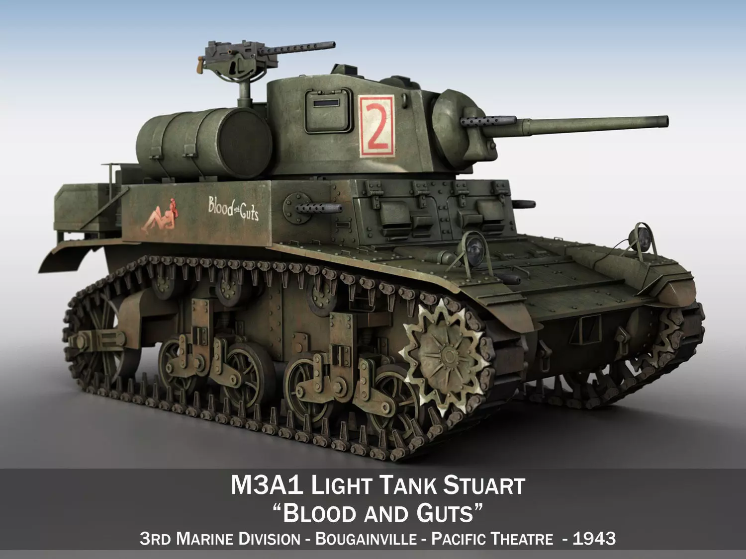 M3A1 Light Tank Stuart - Blood and Guts 3D model_0