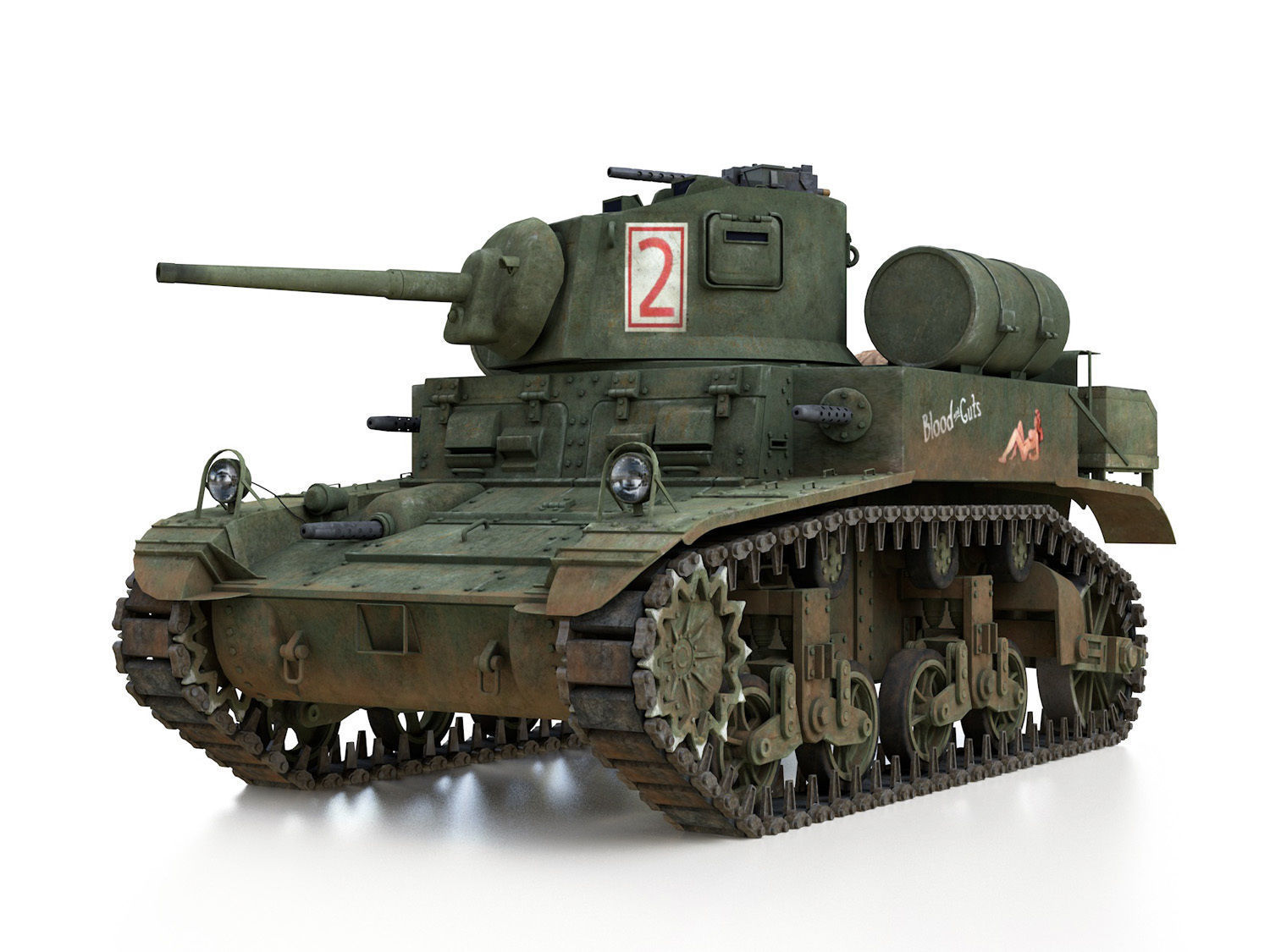 M3A1 Light Tank Stuart - Blood and Guts 3D model_1