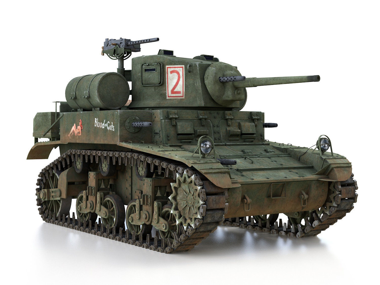 M3A1 Light Tank Stuart - Blood and Guts 3D model_6
