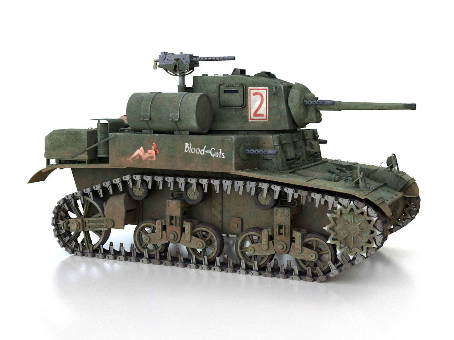 M3A1 Light Tank Stuart - Blood and Guts 3D model_5