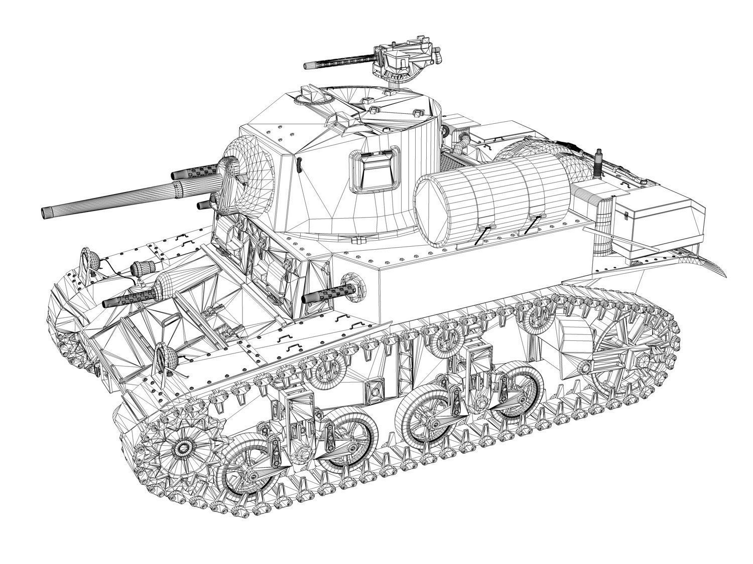 M3A1 Light Tank Stuart - Blood and Guts 3D model_10