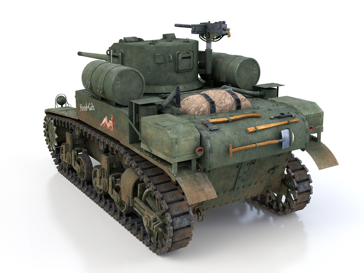 M3A1 Light Tank Stuart - Blood and Guts 3D model_3