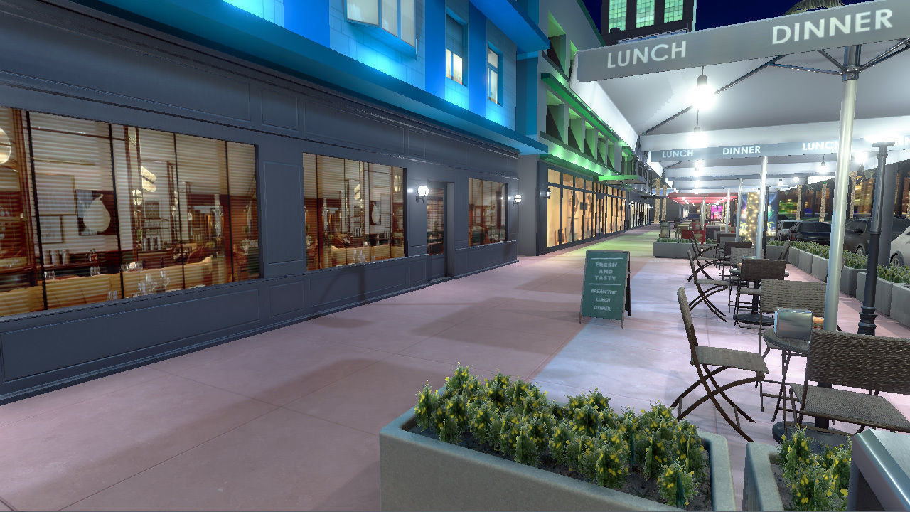 Night city street  Low-poly 3D model_8