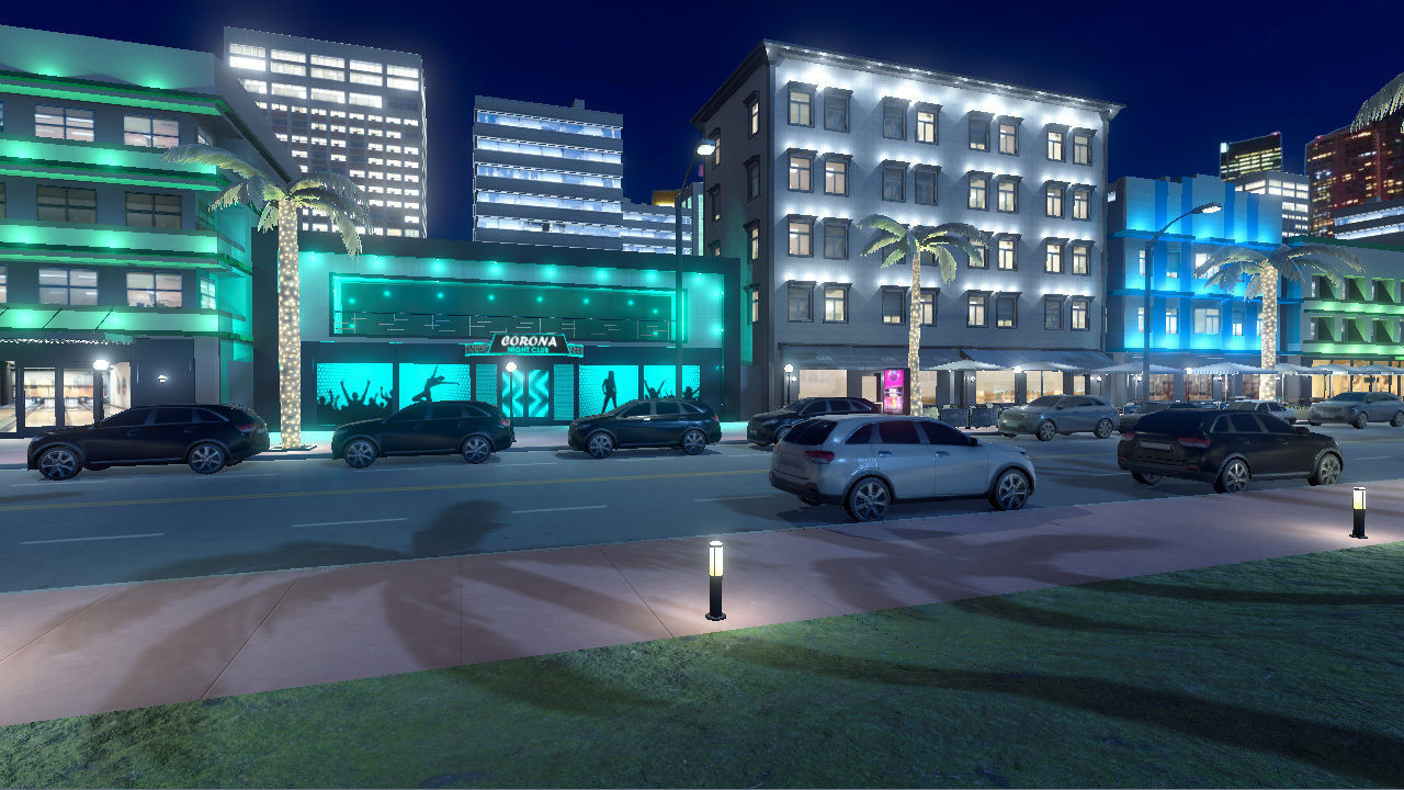 Night city street  Low-poly 3D model_9