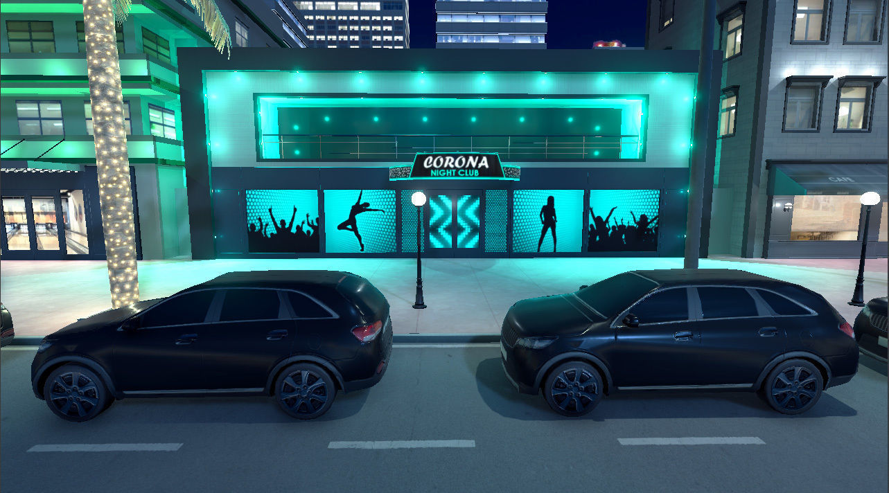 Night city street  Low-poly 3D model_3