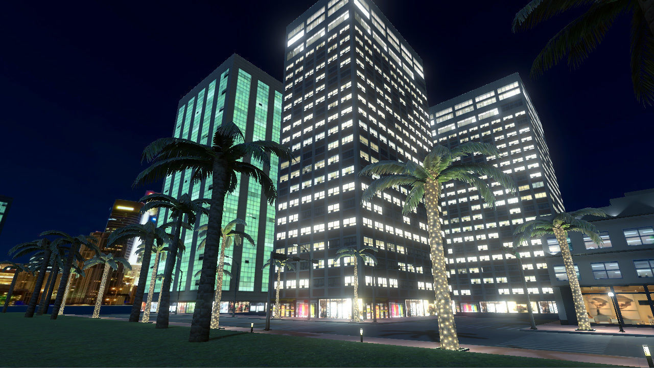 Night city street  Low-poly 3D model_7