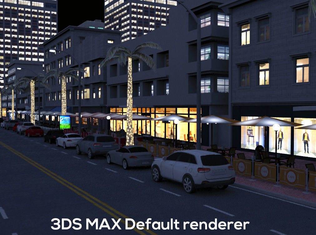 Night city street  Low-poly 3D model_11