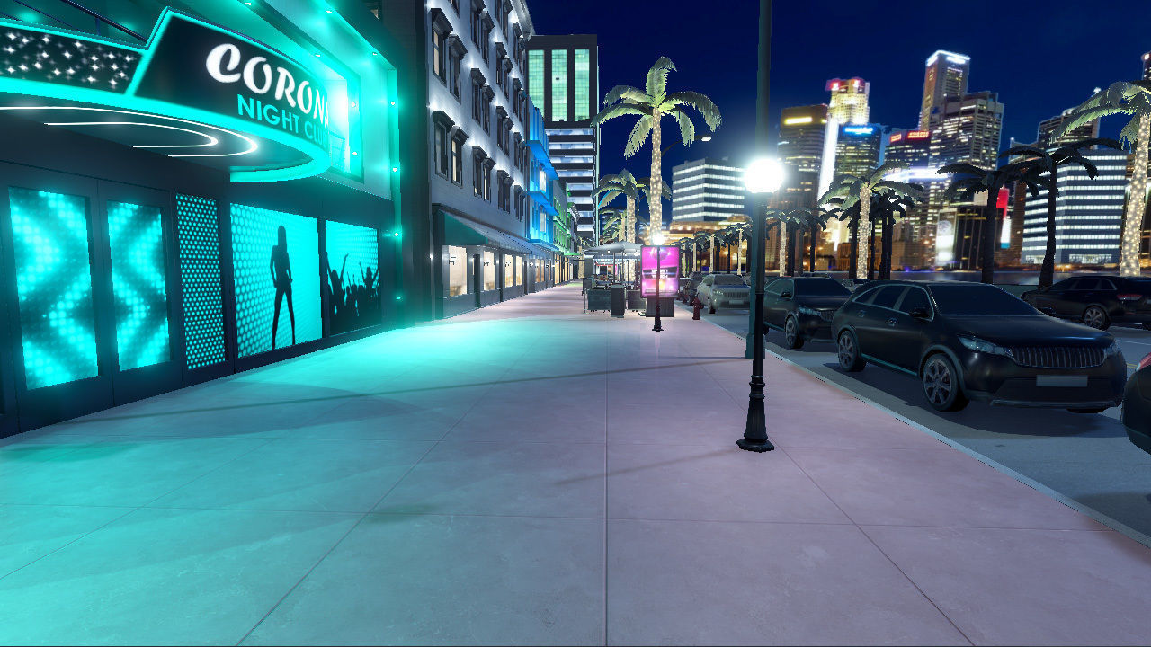 Night city street  Low-poly 3D model_10