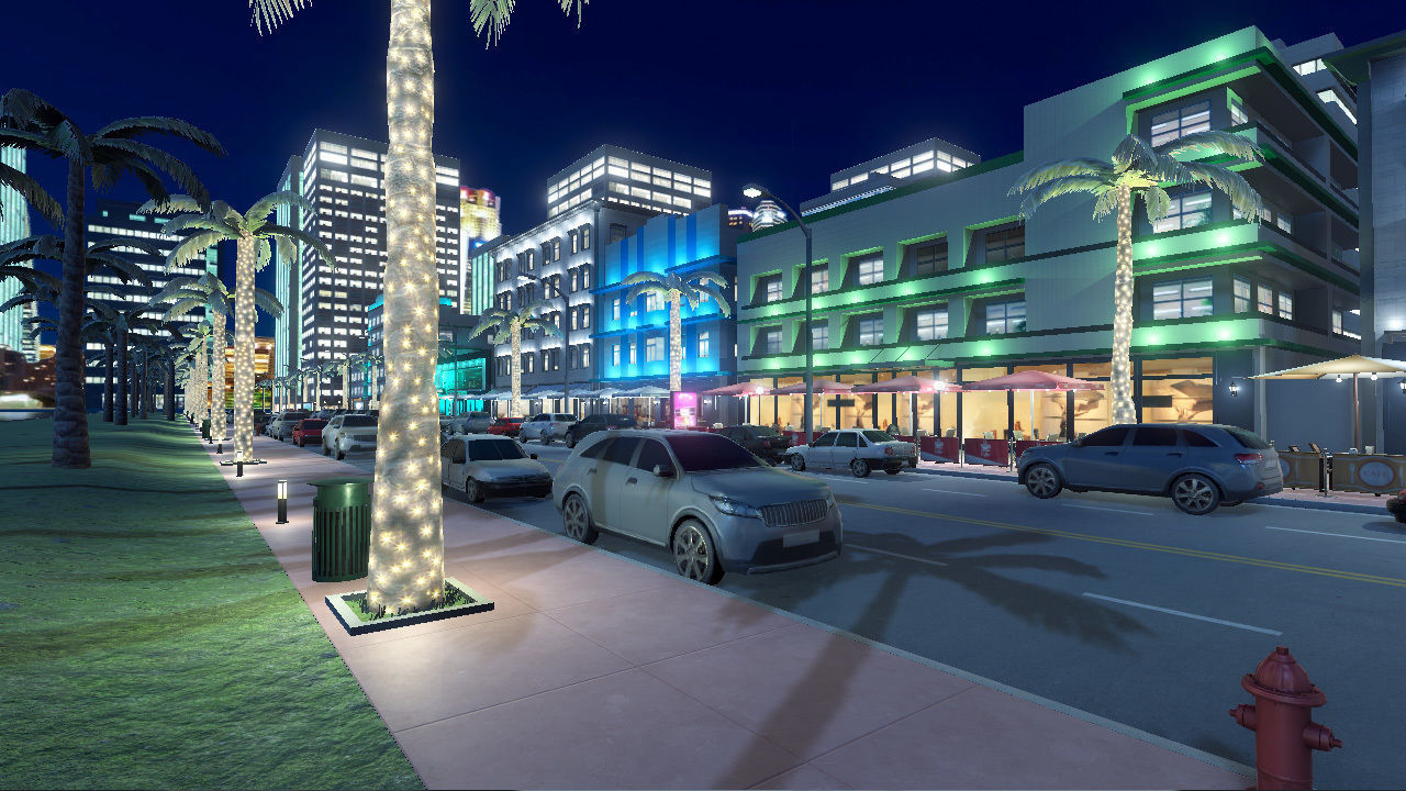 Night city street  Low-poly 3D model_2