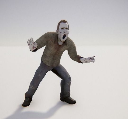 Zombie Male 1 - Animated Low-poly 3D model