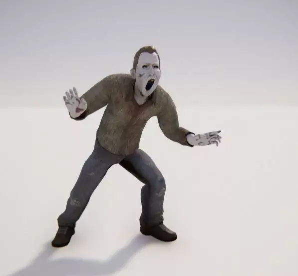 Zombie Male 1 - Animated Low-poly 3D model_0