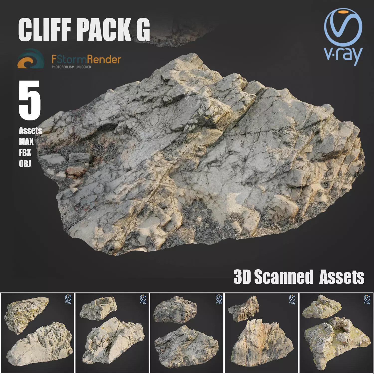 Cliff pack G bundle 3D model_0