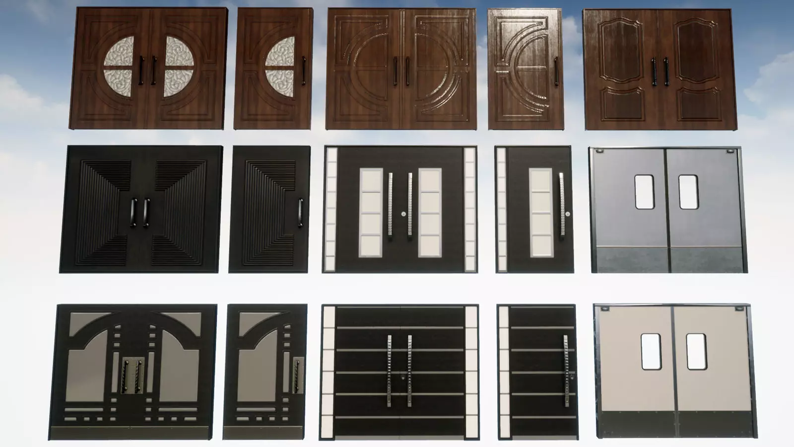 Doors Classic and Modern Low-poly 3D model_0