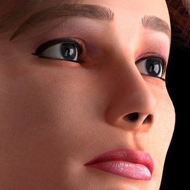 3D female head with texture 3D model_13
