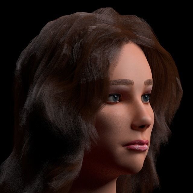 3D female head with texture 3D model_9
