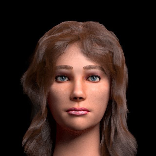 3D female head with texture 3D model_1