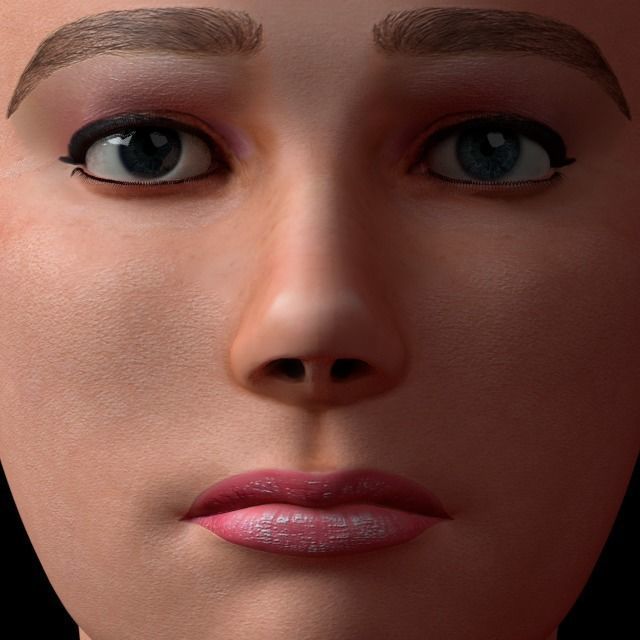 3D female head with texture 3D model_12
