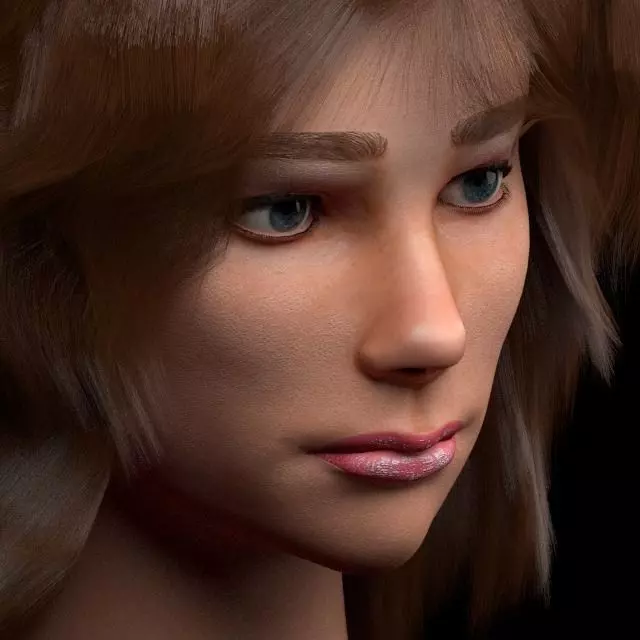 3D female head with texture 3D model_0