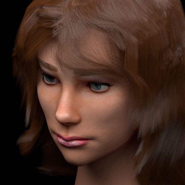 3D female head with texture 3D model_10