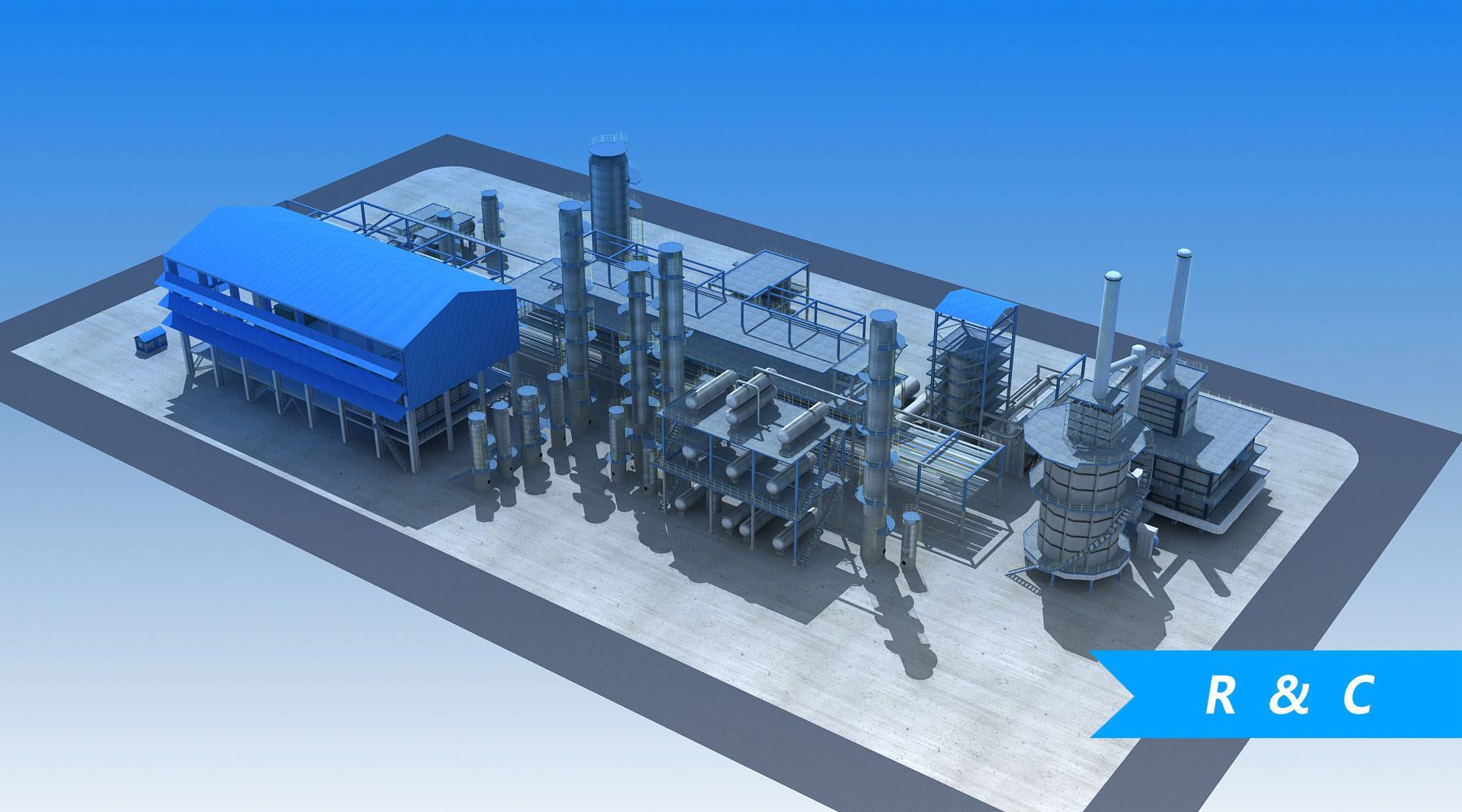 Refinery oil Low-poly 3D model_1