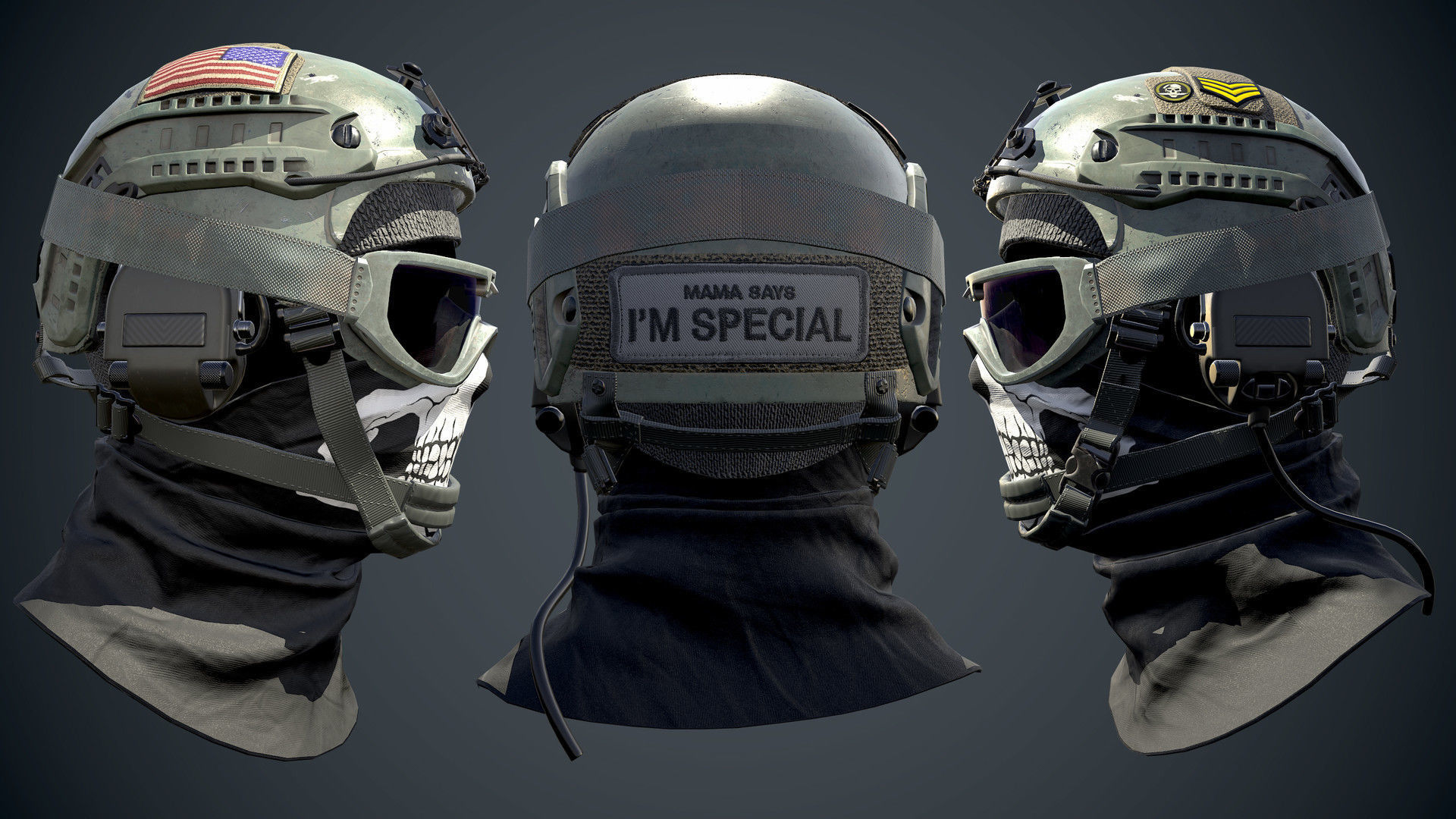 Low poly Military Helmet  Low-poly 3D model_1