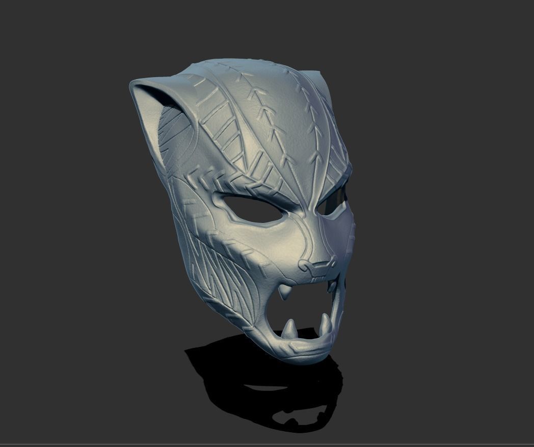 Black Panther T Challa Mask Helmet ceremonial mask 3D print model_3