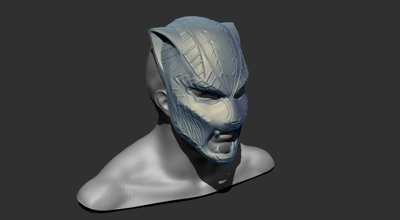 Black Panther T Challa Mask Helmet ceremonial mask 3D print model_2