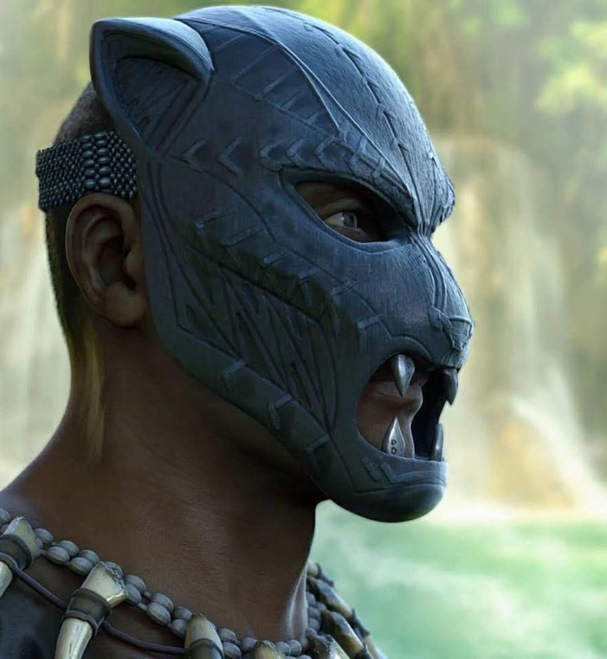 Black Panther T Challa Mask Helmet ceremonial mask 3D print model_1