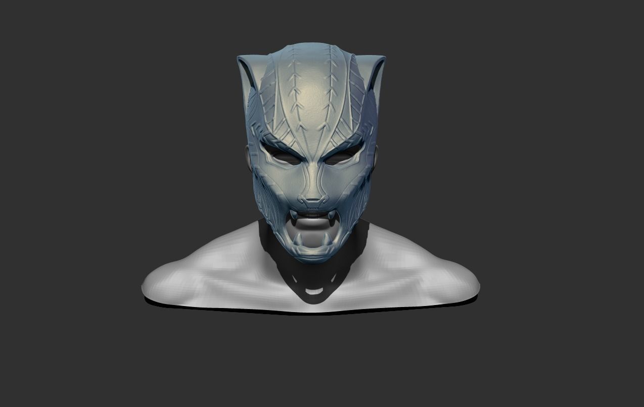 Black Panther T Challa Mask Helmet ceremonial mask 3D print model_4