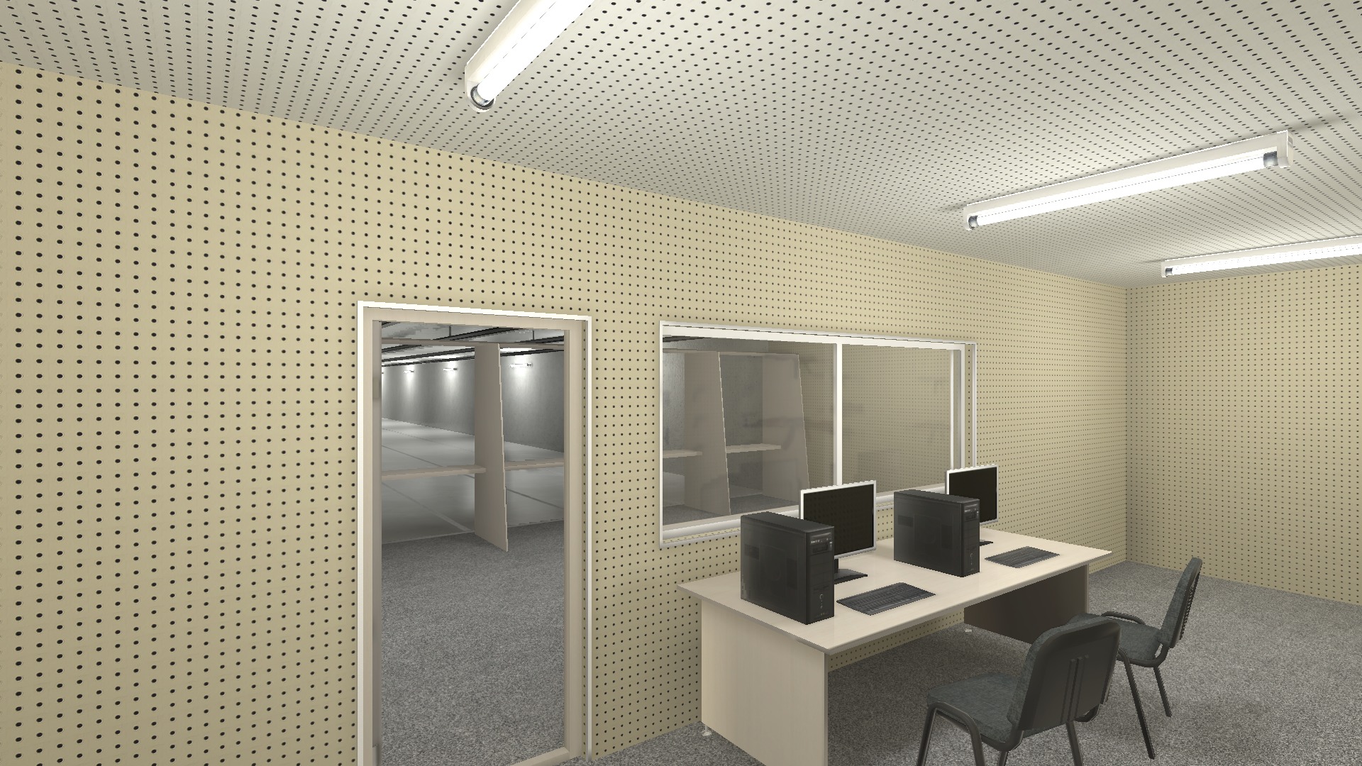 Shooting Range Interiors  Low-poly 3D model_8