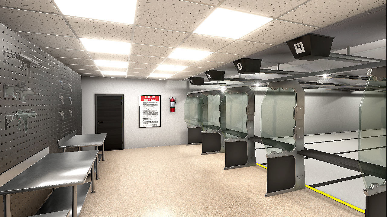 Shooting Range Interiors  Low-poly 3D model_2