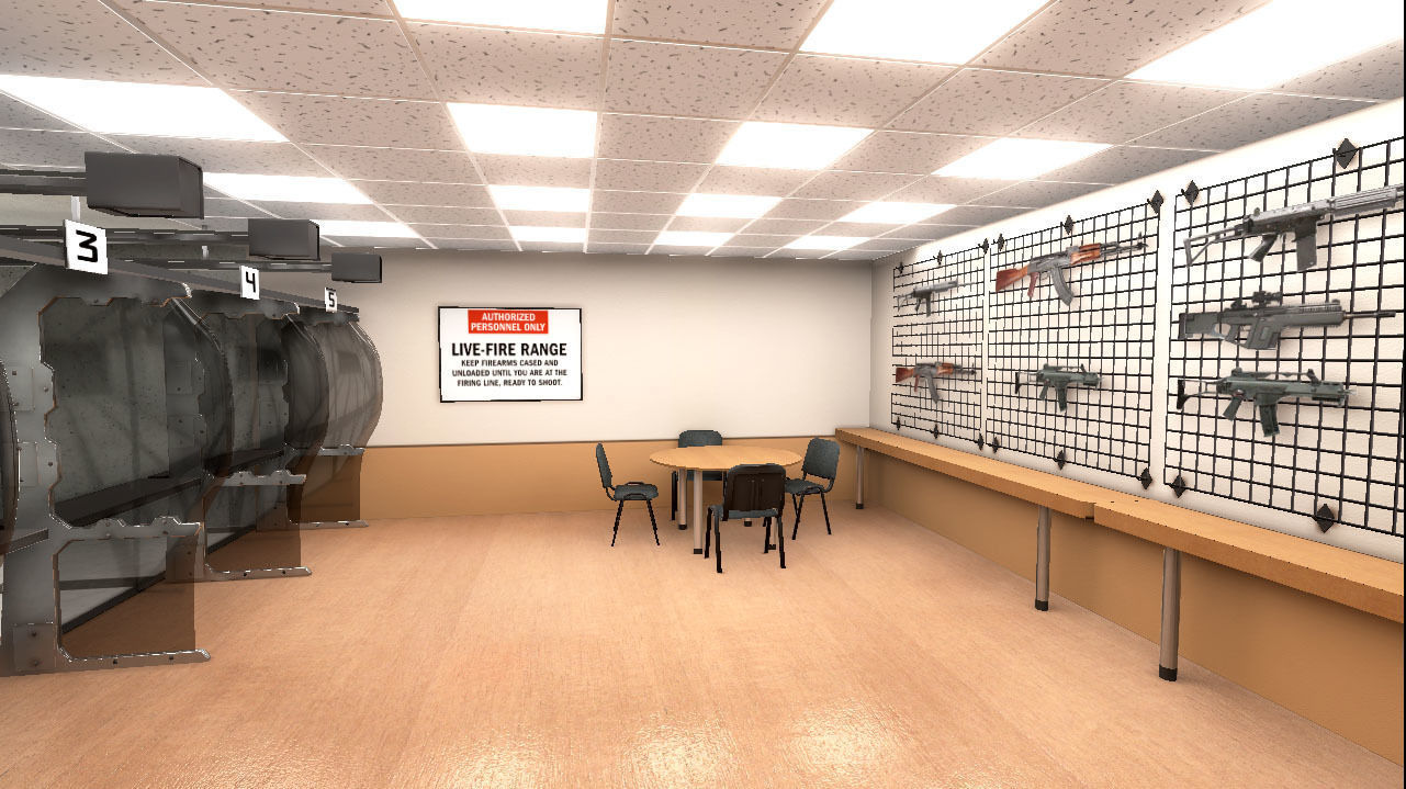 Shooting Range Interiors  Low-poly 3D model_6