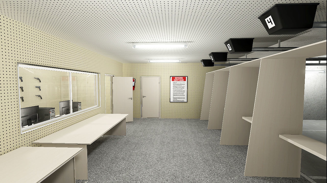 Shooting Range Interiors  Low-poly 3D model_7