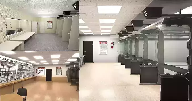 Shooting Range Interiors  Low-poly 3D model Shooting Range Interiors  Low-poly 3D model