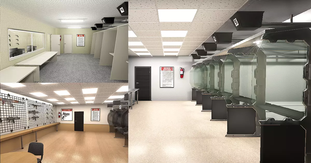 Shooting Range Interiors  Low-poly 3D model_0