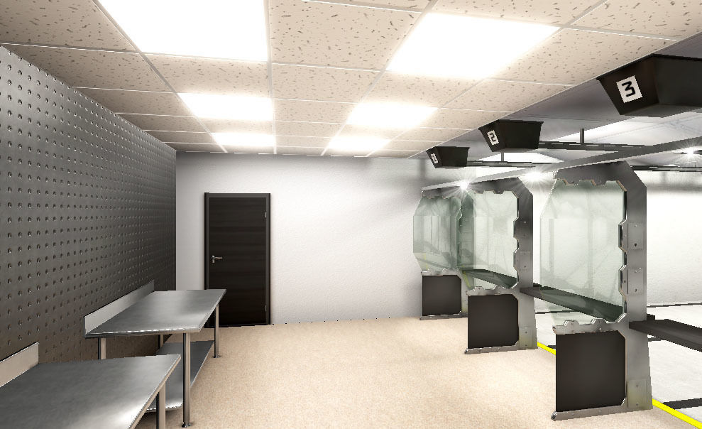 Shooting Range Interiors  Low-poly 3D model_3