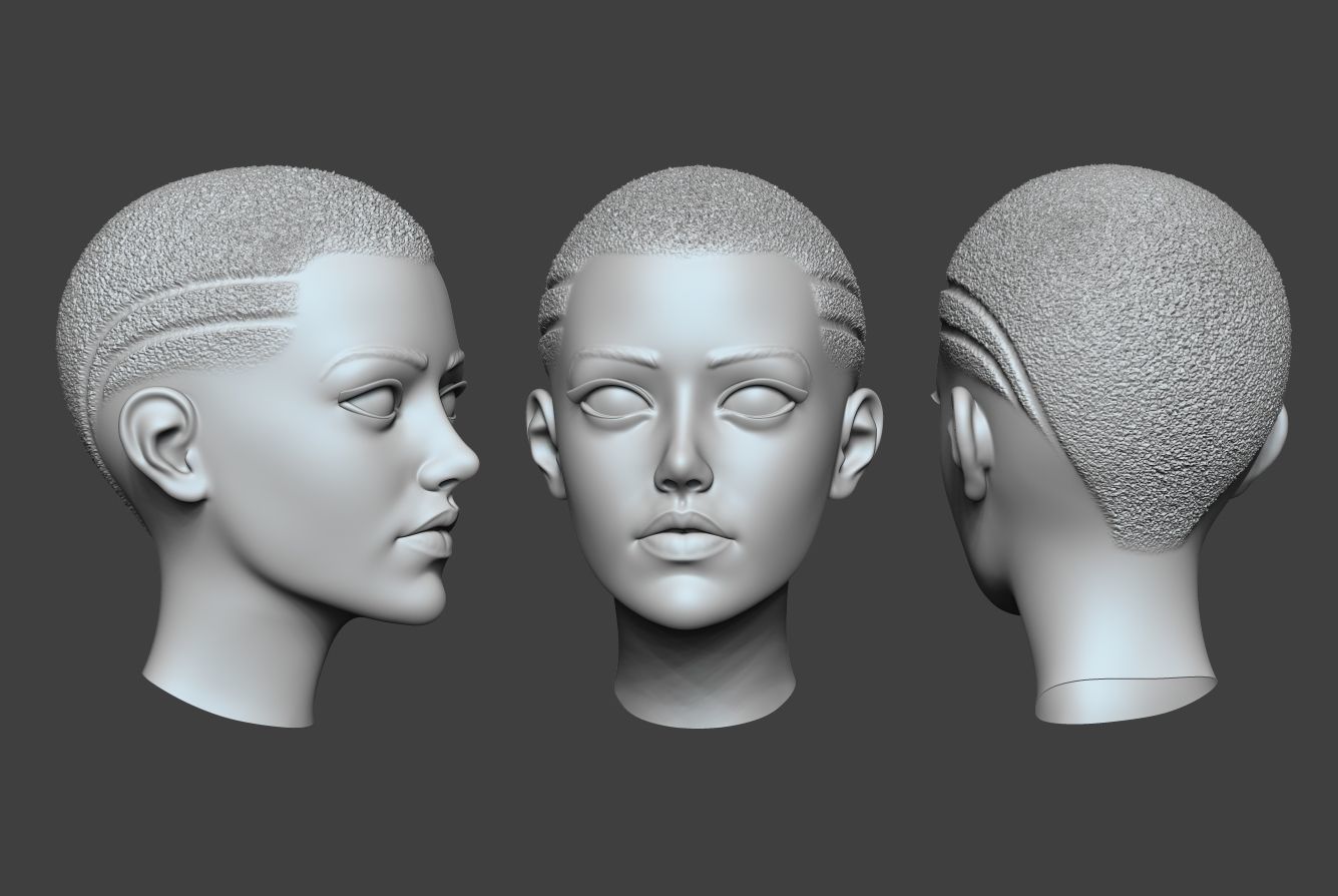 Woman Head Low-poly 3D model_1