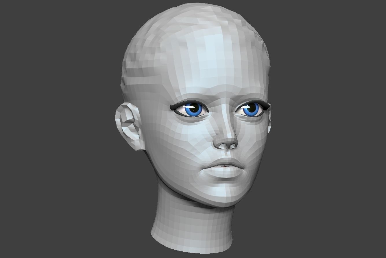 Woman Head Low-poly 3D model_8