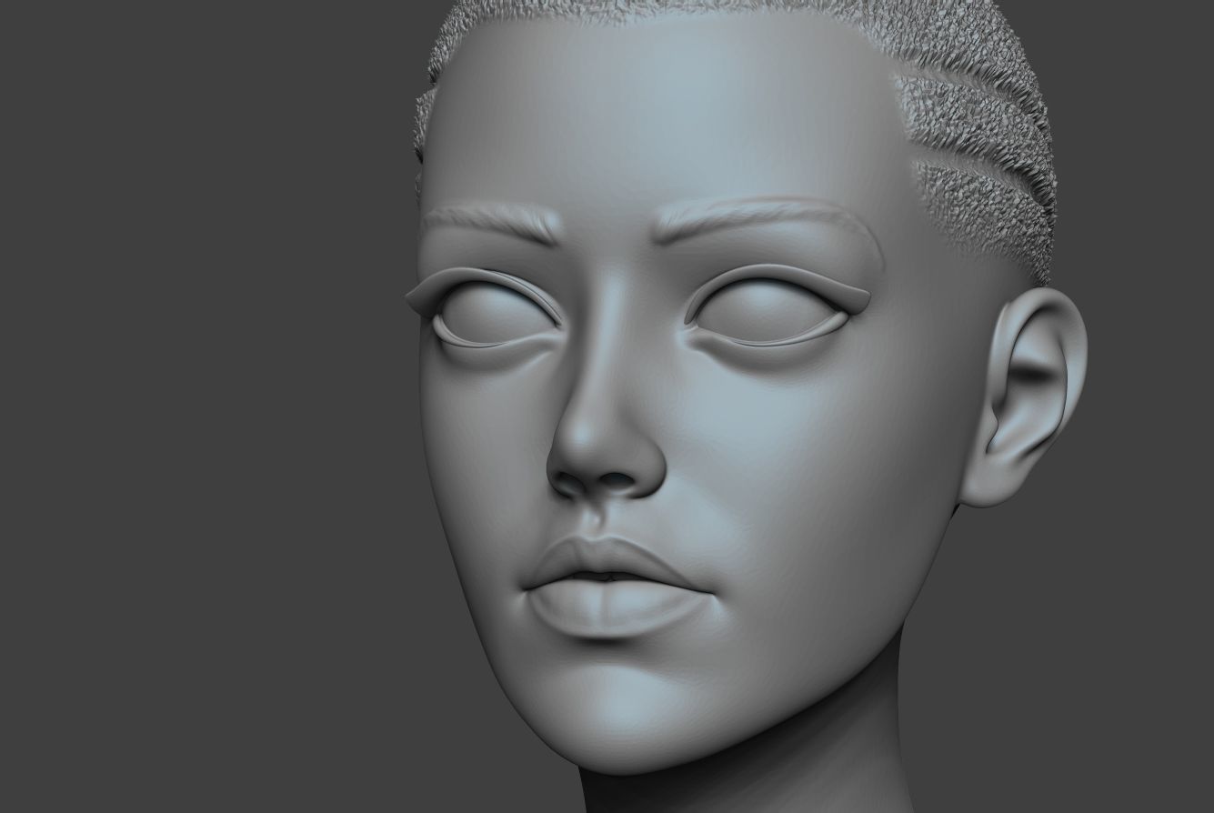 Woman Head Low-poly 3D model_12