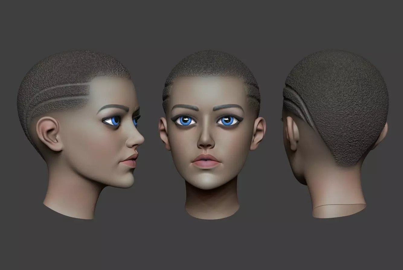 Woman Head Low-poly 3D model_0