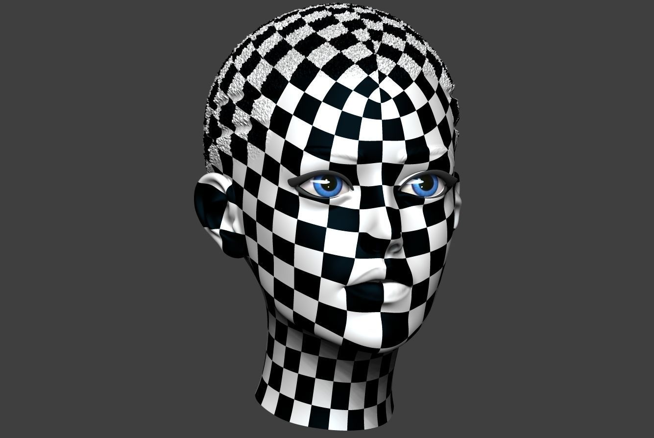 Woman Head Low-poly 3D model_9