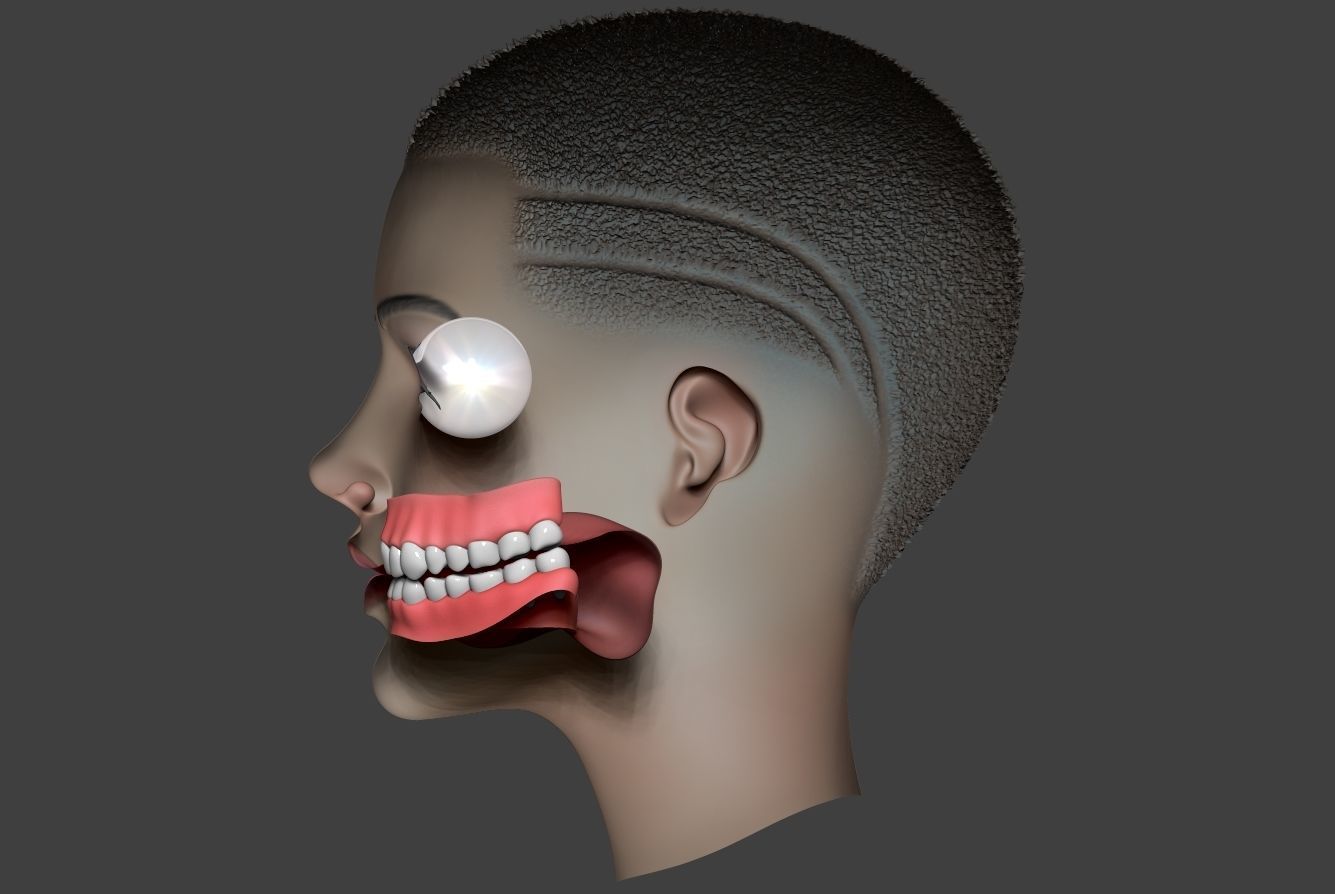 Woman Head Low-poly 3D model_10