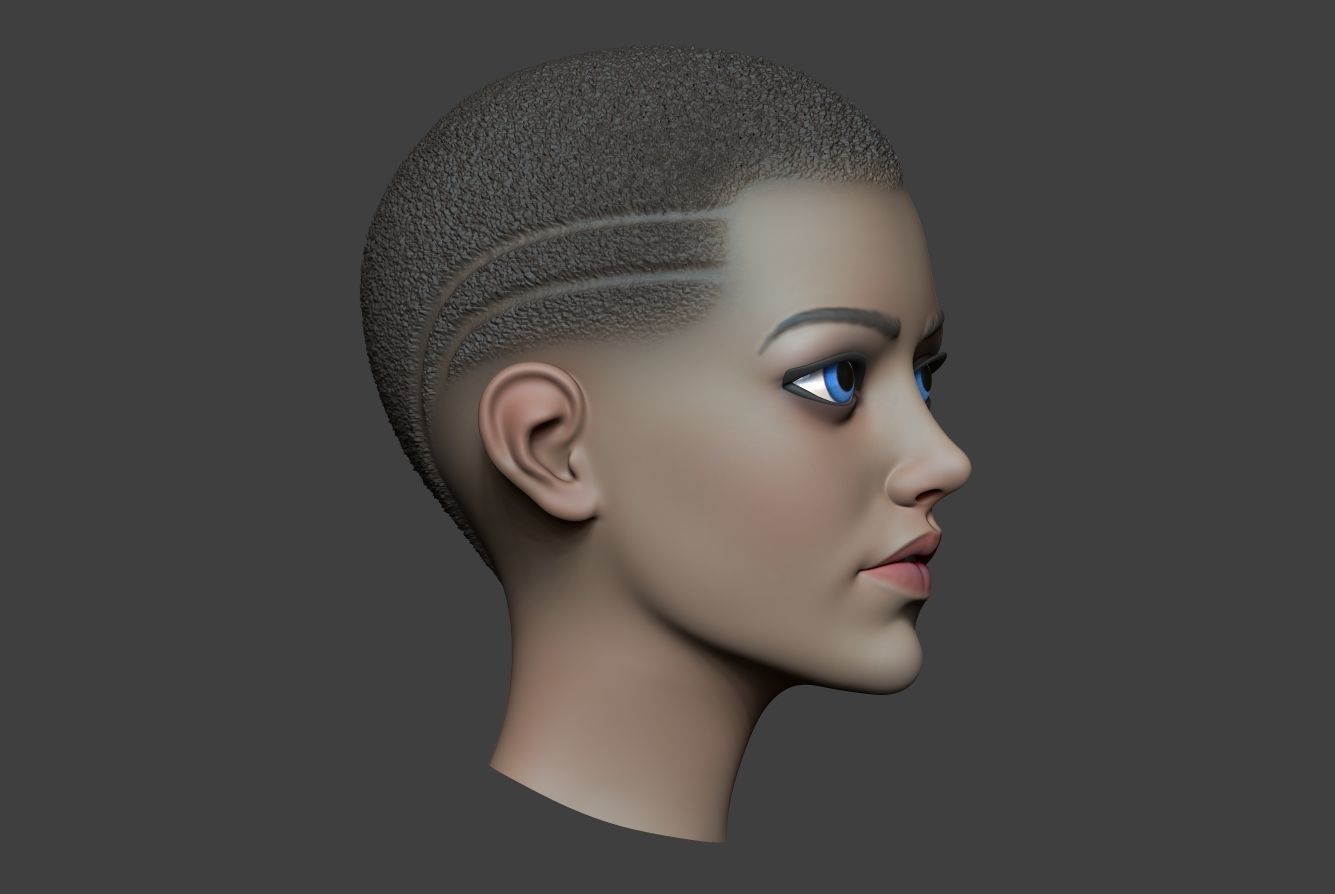 Woman Head Low-poly 3D model_3