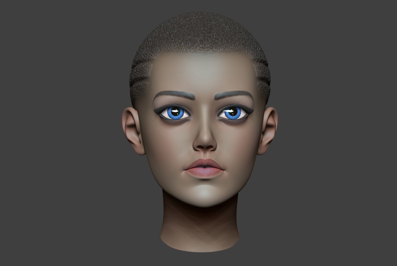 Woman Head Low-poly 3D model_2
