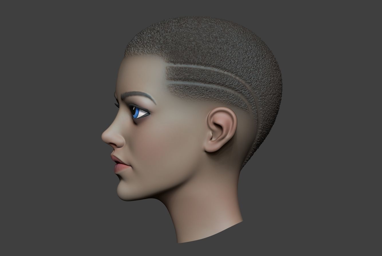 Woman Head Low-poly 3D model_5