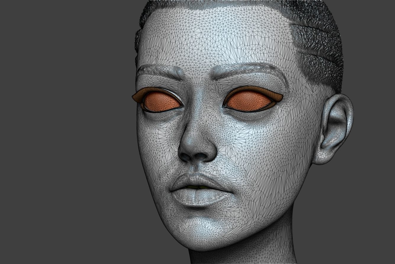 Woman Head Low-poly 3D model_13