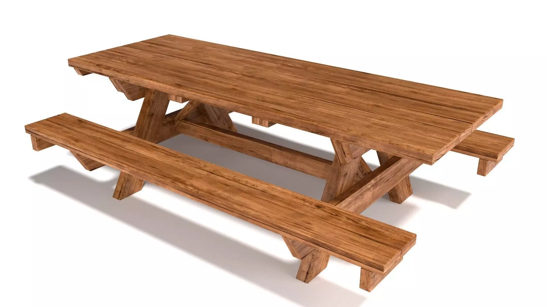Wooden Outdoor-Style Picnic Table 3D model